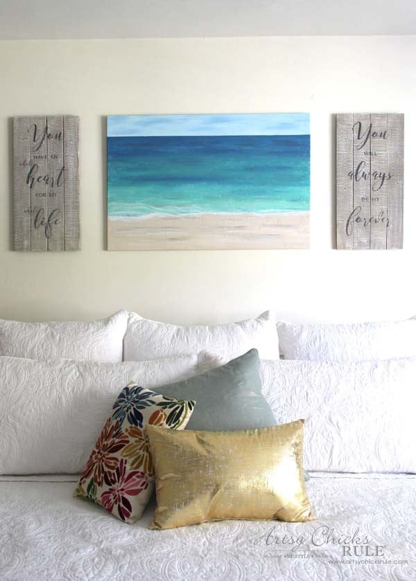 DIY Weathered Love Signs - COASTAL DECOR - artsychicksrule.com #drybrush #chalkpaint #lovesign