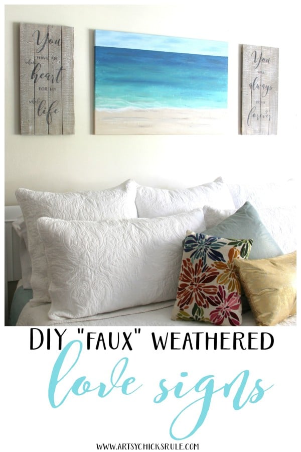  EASY FAUX WEATHERED love sign! - artsychicksrule.com #drybrush #chalkpaint #lovesign