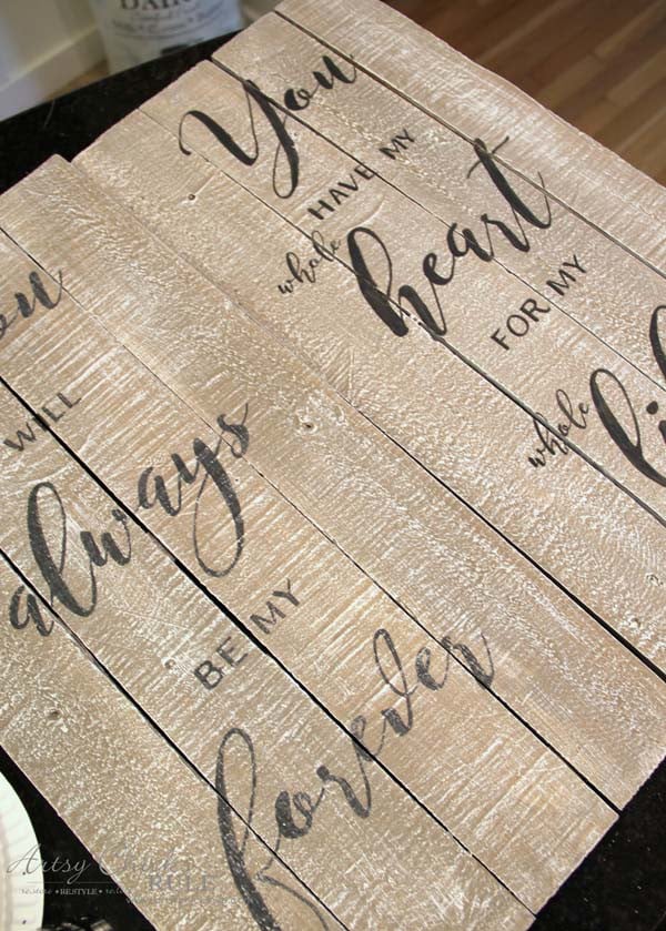 DIY Weathered Love Signs - SLIGHT DISTRESSING - artsychicksrule #drybrush #chalkpaint #lovesign