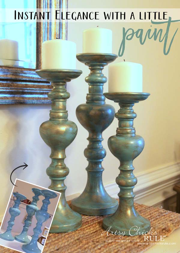 Painted Candlesticks - AFTER with paint - artsychicksrule