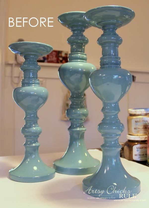 Painted Candlesticks - BEFORE again - artsychicksrule