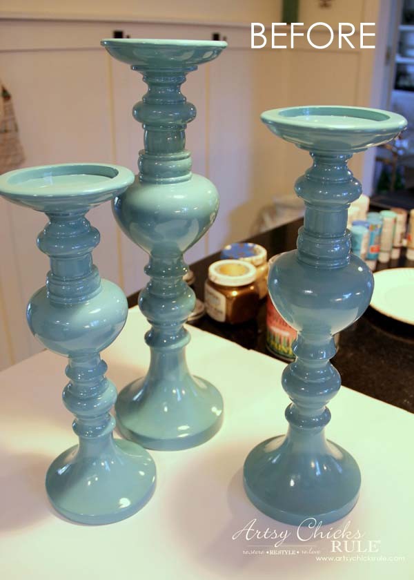 Painted Candlesticks - BEFORE - artsychicksrule