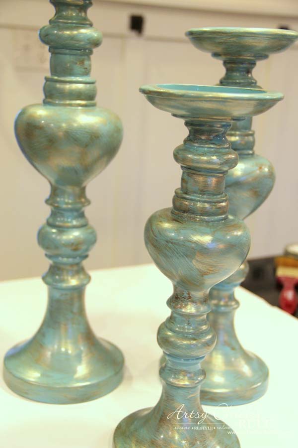 Painted Candlesticks - Bronze and Gold Paint - artsychicksrule
