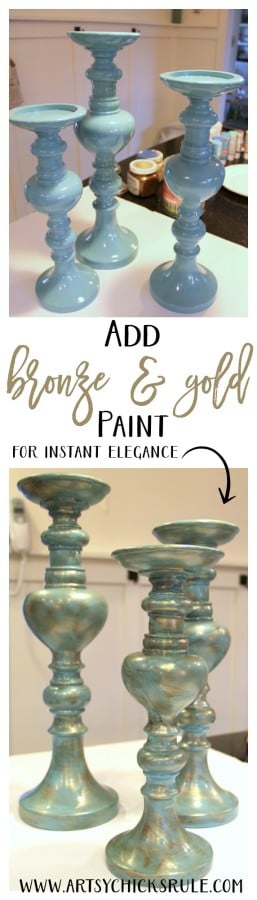 Painted Candlesticks - Super easy makeover - artsychicksrule