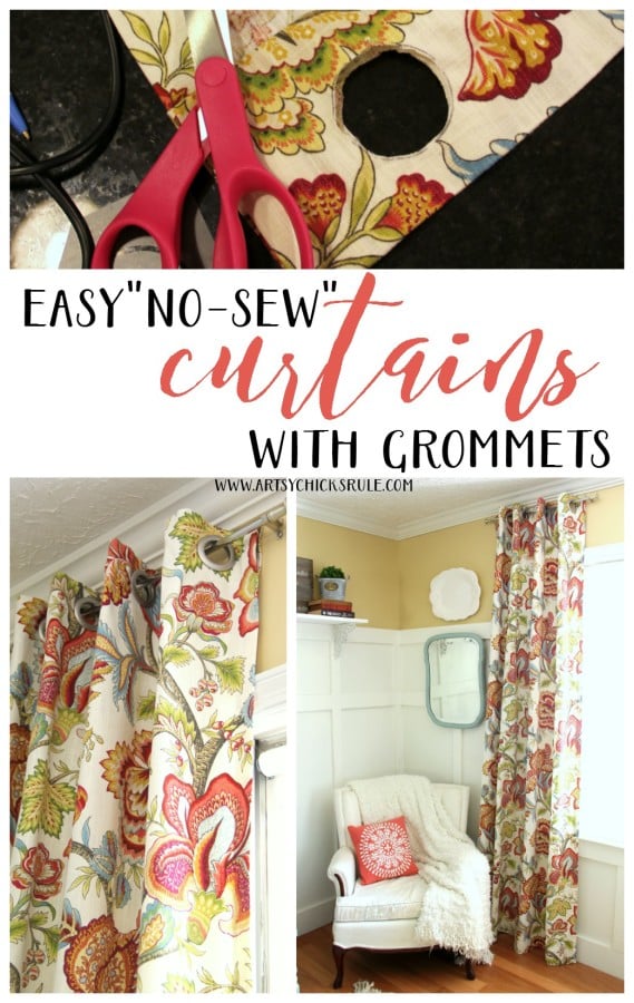 How To Make No Sew Curtains with Grommets - SUPER EASY PROJECT - artsychicksrule #nosewcurtains #grommets