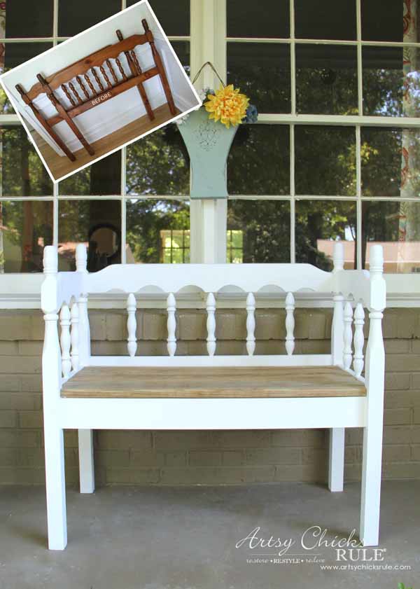 DIY Headboard Bench super easy repurpose Artsy Chicks Rule