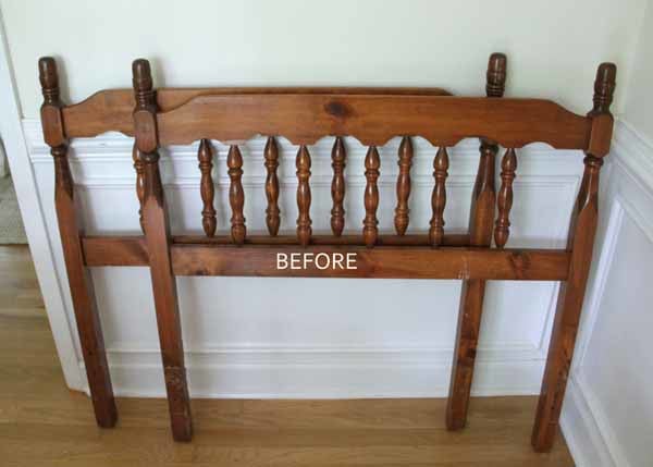 DIY Headboard Bench - BEFORE - artsychicksrule.com #headboardbench