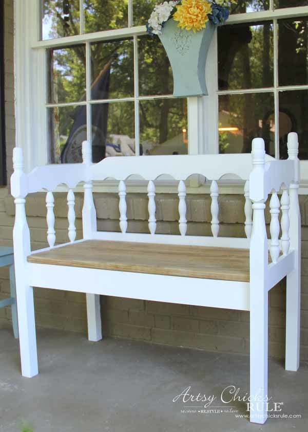 DIY Headboard Bench - DOABLE PROJECT - artsychicksrule.com #headboardbench