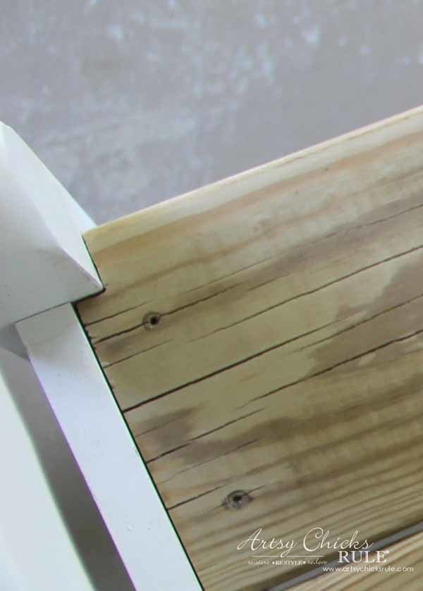 DIY Headboard Bench - HAND SAWED NOTCHES - artsychicksrule.com #headboardbench