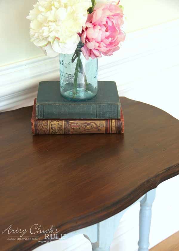 Side Table Makeover - Amy Howard Paint & Dust of Ages - GENERAL FINISHES ANTIQUE WALNUT -artsychicksrule #dustofages #amyhowardpaint