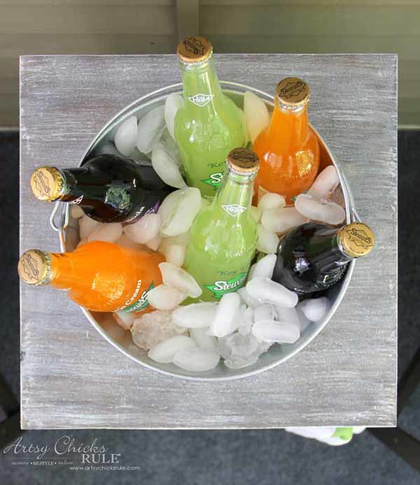 DIY Beverage Station Tutorial - Bucket for Drinks - artsychicksrule.com #beveragestand
