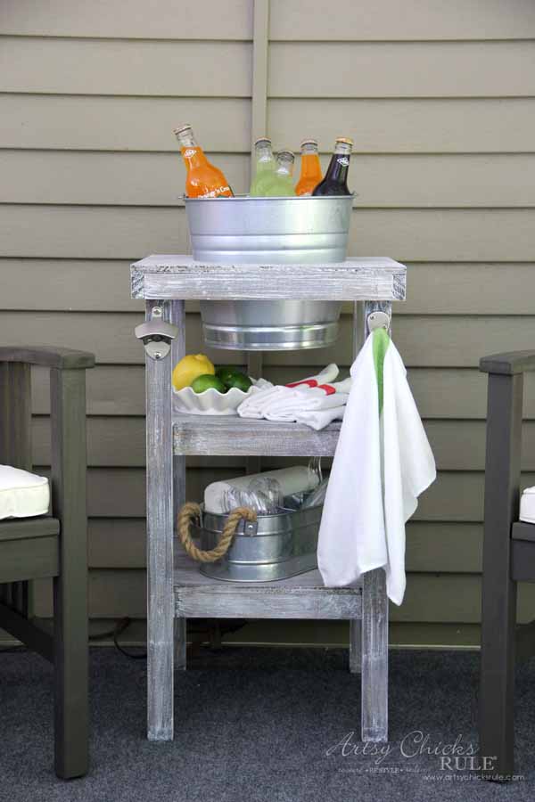 DIY Beverage Station Tutorial - Easy Build - artsychicksrule.com #beveragestand