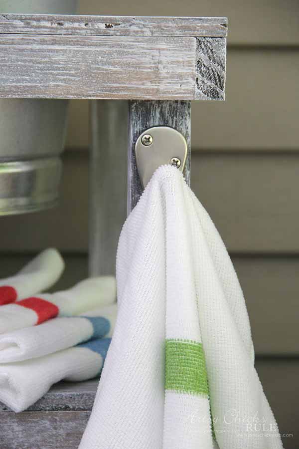 DIY Beverage Station Tutorial - Hook for Towel - artsychicksrule.com