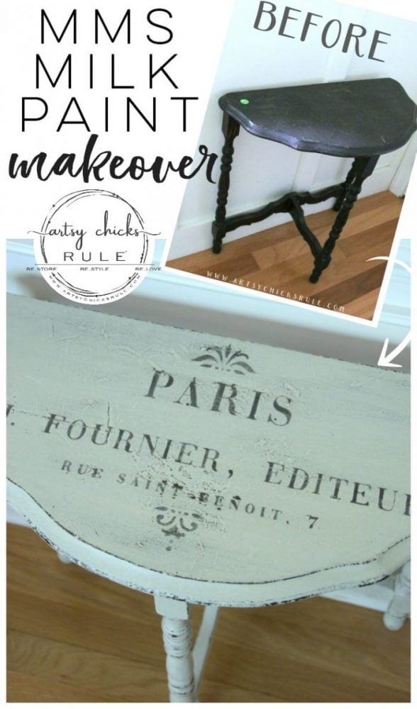 MMS MILK PAINT (and French Graphics)Transformed This Old Antique Table! artsychicksrule.com #mmsmilkpaint #milkpaint# milkpaintedfurniture #frenchstyle #frenchdecor #frenchfurniture #paintedfurniture #furnituremakeover