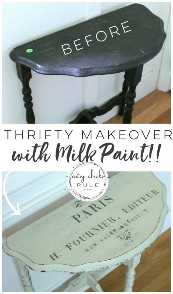 MMS MILK PAINT (and French Graphics)Transformed This Old Antique Table! artsychicksrule.com #mmsmilkpaint #milkpaint# milkpaintedfurniture #frenchstyle #frenchdecor #frenchfurniture #paintedfurniture #furnituremakeover