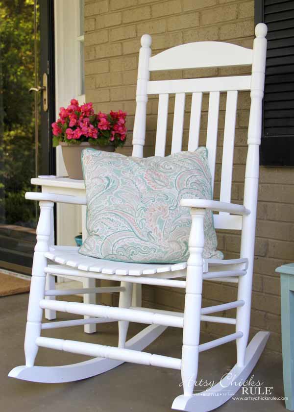 Thrifty Porch Decor - Thrifty Rocker - artsychicksrule.com #frontporchdecor