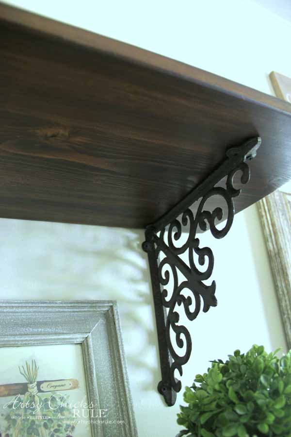 Dining Room DIY Wall Shelves - DECORATIVE BRACKETS - artsychicksrule.com #wallshelves