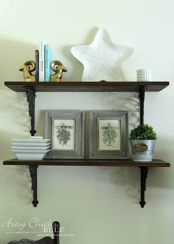 Dining Room DIY Wall Shelves - SHELF STYLING - artsychicksrule.com #wallshelves