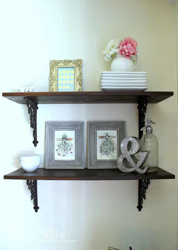 DIY Dining Room Wall Shelves - STYLING SHELVES - artsychicksrule.com #wallshelves