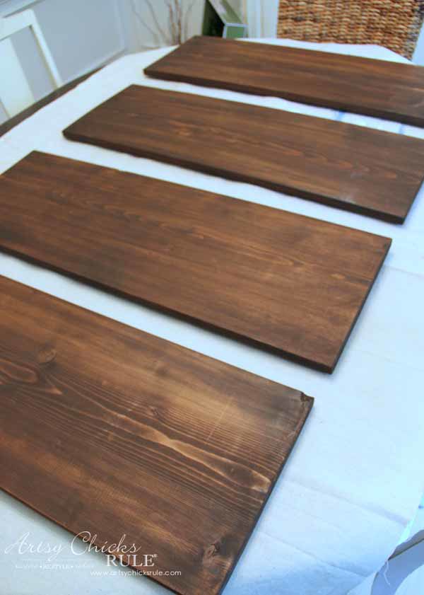 DIY Dining Room Wall Shelves - Stain - artsychicksrule.com #wallshelves