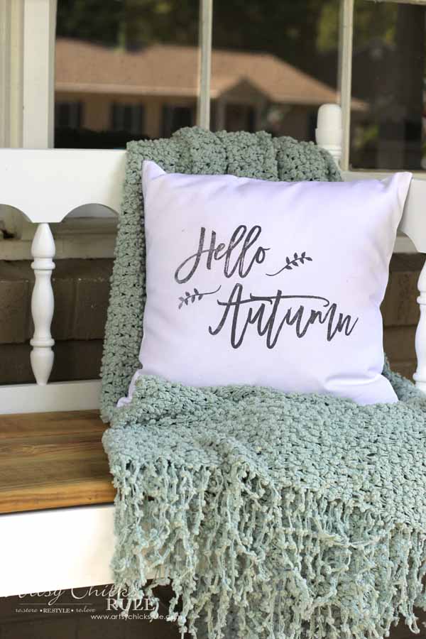 DIY Fall Pillows and Free Printables - Hello Autumn - artsychicksrule.com #freeprintables #fallpillow #fallsayings #happyfallyall