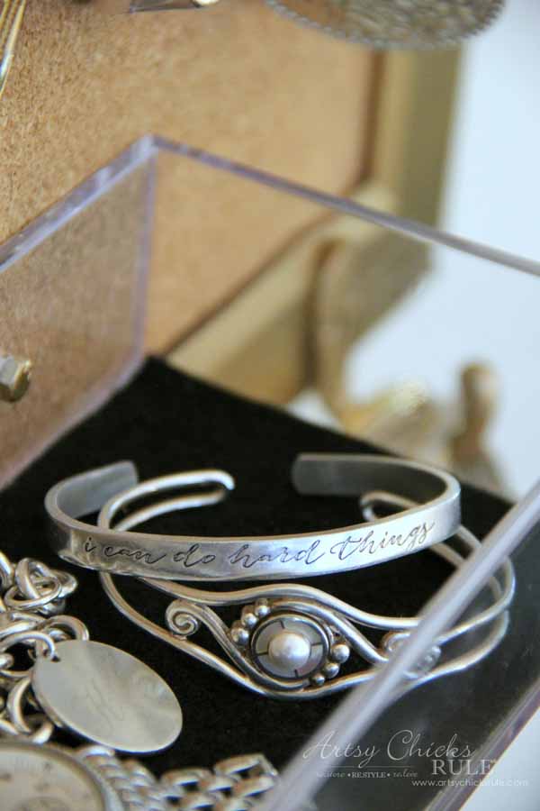 DIY Jewelry Organizer - I Can Do Hard Things bracelet - artsychicksrule #jewelryorganizer #popularpins