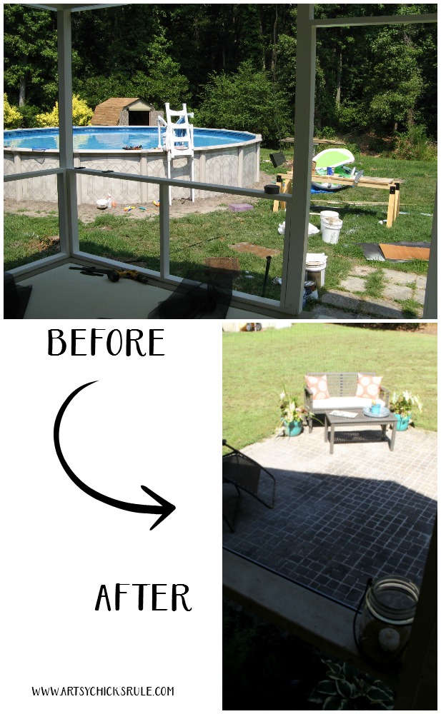 Screened Porch & Patio Makeover - before and after - artsychicksrule #popularpins #patiomakeover #porch