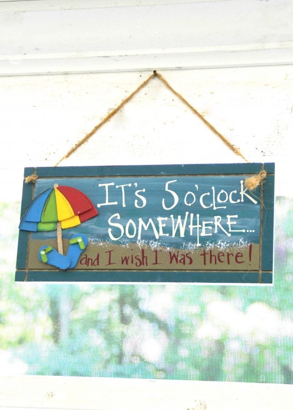 Screened Porch & Patio Makeover - five oclock sign - artsychicksrule #popularpins #patiomakeover #porch