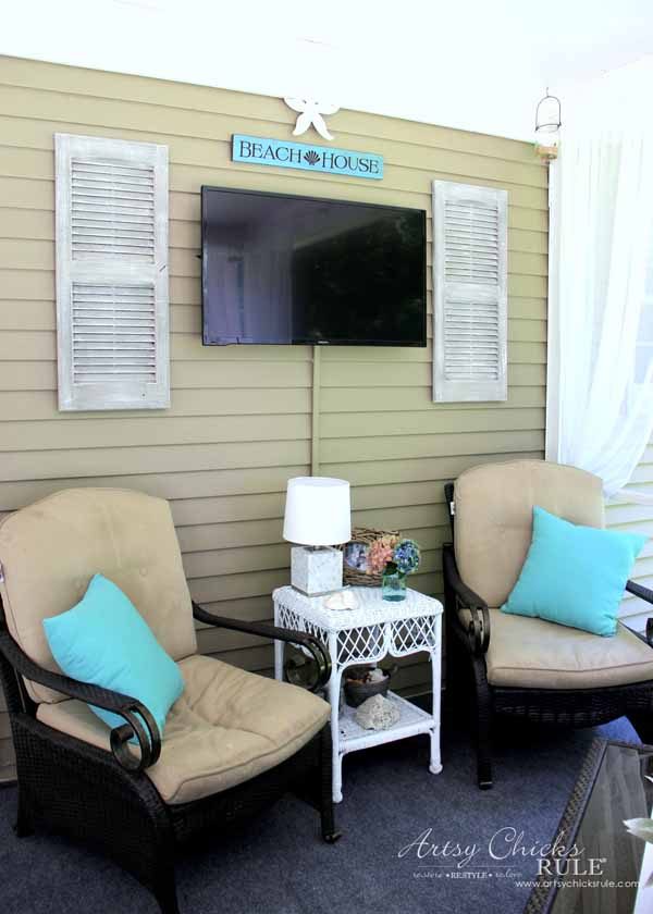 Screened Porch & Patio Makeover - left side - artsychicksrule #popularpins #patiomakeover #porch