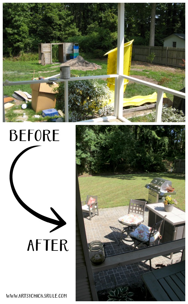 Screened Porch & Patio Makeover - then and now - artsychicksrule #popularpins #patiomakeover #porch