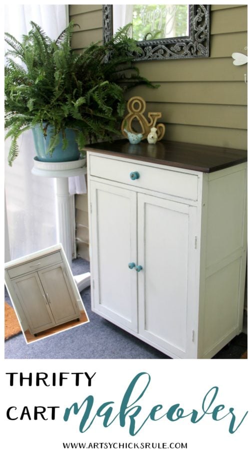 Thrifty Cart Makeover (again!) - a RE makeover before and after- artsychicksrule #furnituremakeovers #chalkpaintedfurniture