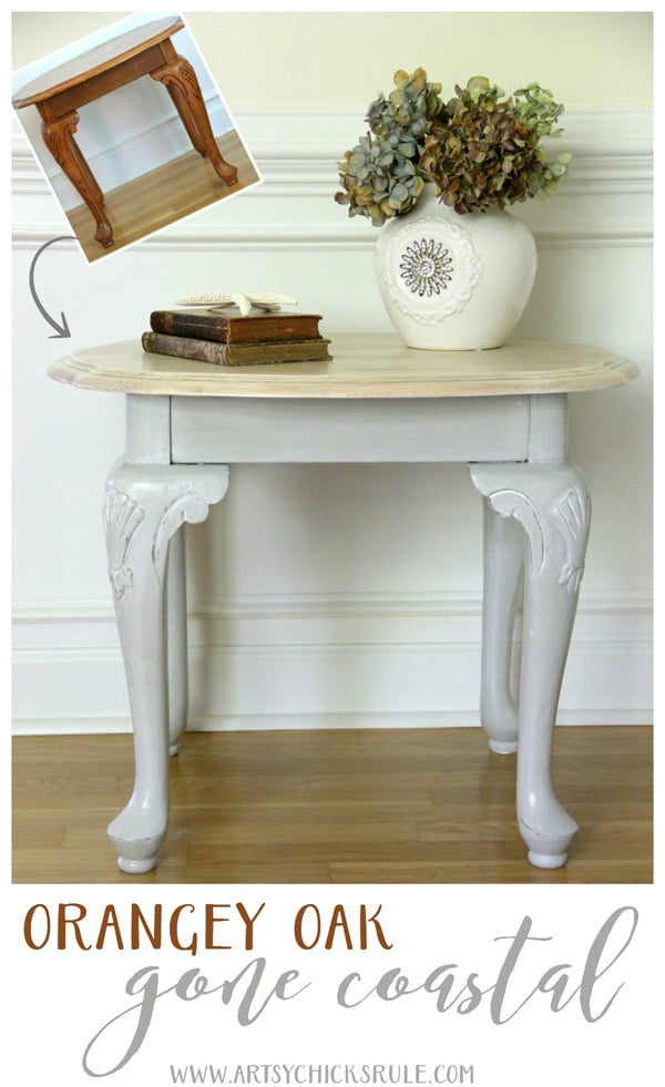 Coastal Styled Table with General Finishes Chalk Style Paint - EASY MAKEOVER!!- artsychicksrule.com #chalkstylepaint #generalfinishes