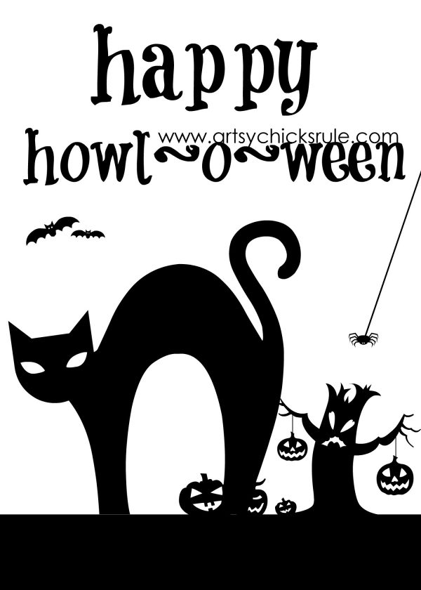 Happy Howl-o-ween Printable - artsychicksrule.com - #freeprintable #halloweenrprintable #halloweensign