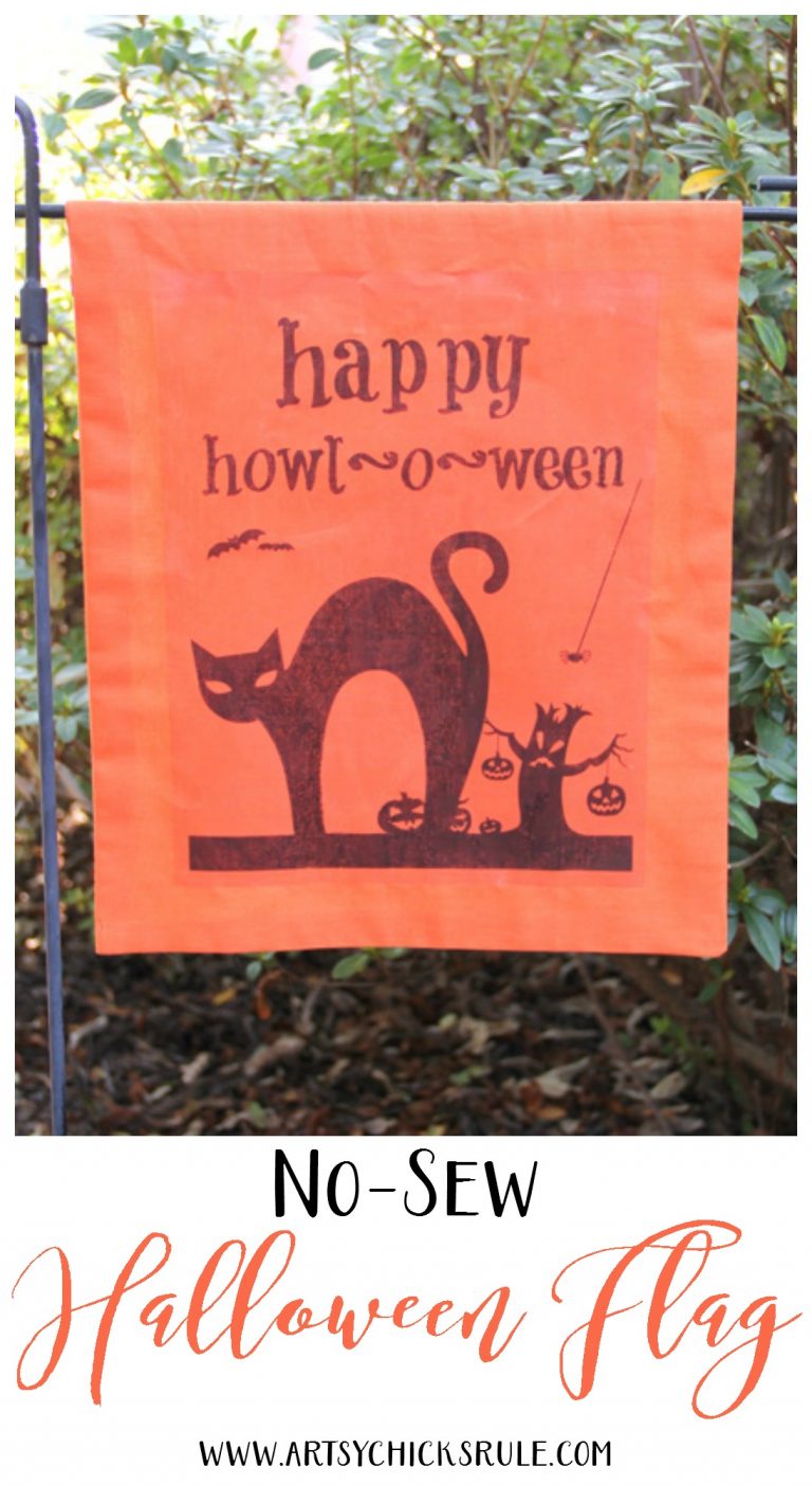 DIY Halloween Flag - artsychicksrule.com - #freeprintable #halloweenrprintable #halloweensign