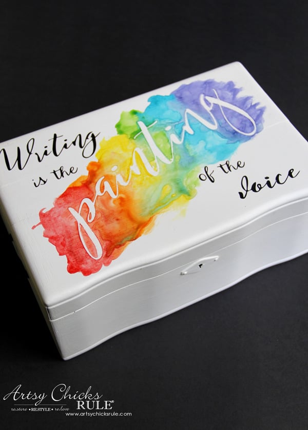 Jewelry Box Repurposed into Writing Box - 7 - artsychicksrule.com #writingbox #silhouette #jewelryboxrepurposed