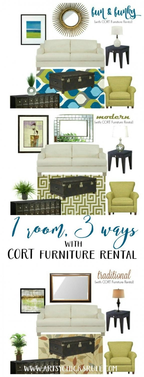 1 room, 3 ways with CORT Furniture Rental artsychicksrule.com #ad #CORTathome @CORTFurniture