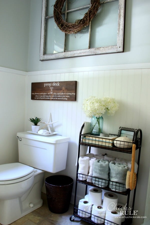 Coastal Farmhouse Bath Reveal - artsychicksrule.com