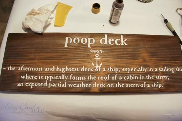 DIY Nautical Bathroom Sign - Poop Deck Sign - Silhouette Cameo - artsychicksrule.com