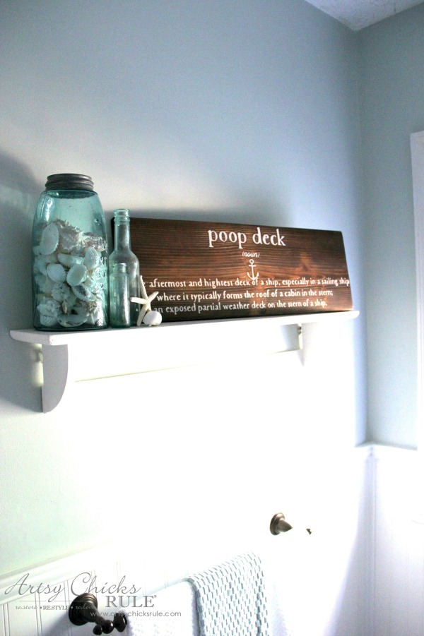 DIY Nautical Bathroom Sign - Poop Deck Sign - Silhouette Cameo - artsychicksrule.com