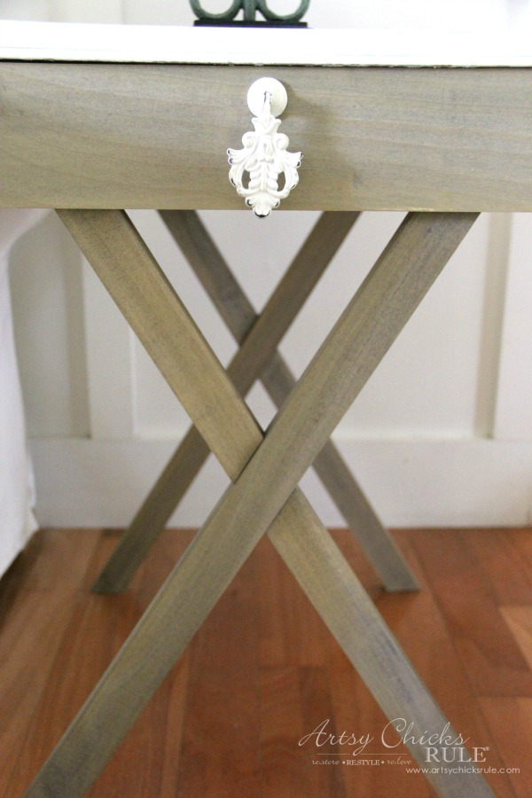 DIY Tiled Frame Criss Cross End Tables artsychicksrule.com