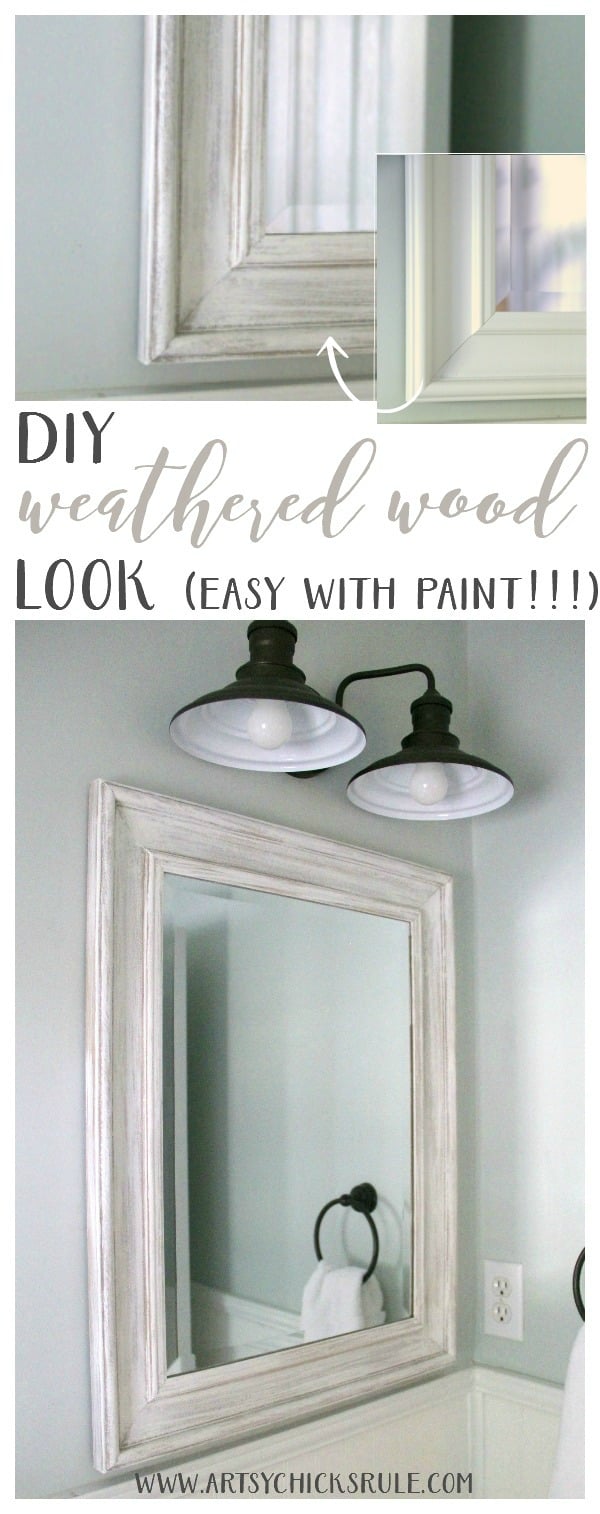 SO SIMPLE!! DIY Weathered Wood Look with Paint artsychicksrule.com #fauxweatheredwood #diyweatheredwood