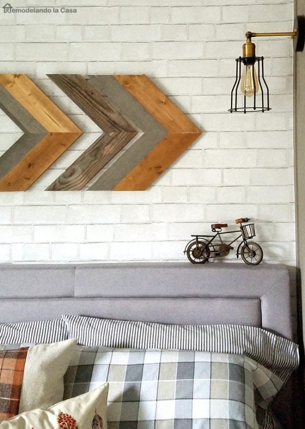 Wooden arrow art on the wall.