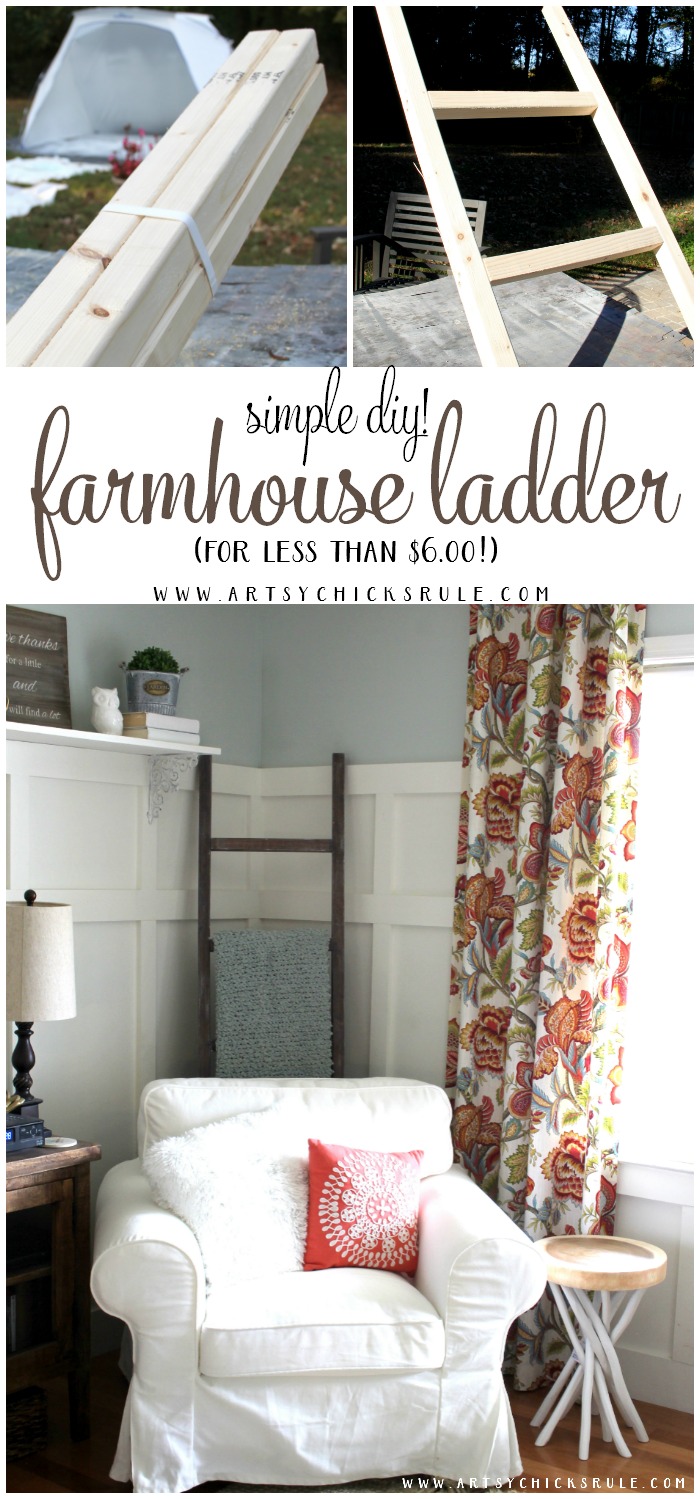 DIY Farmhouse Ladder (for less than $6!!!) artsychicksrule.com