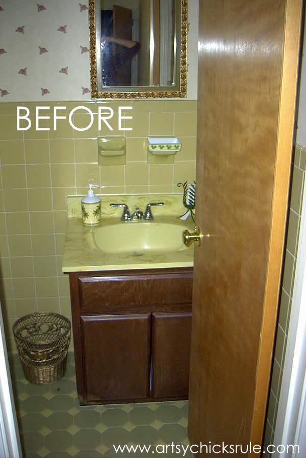 Bath Cabinet Makeover -BEFORE- artsychicksrule.com