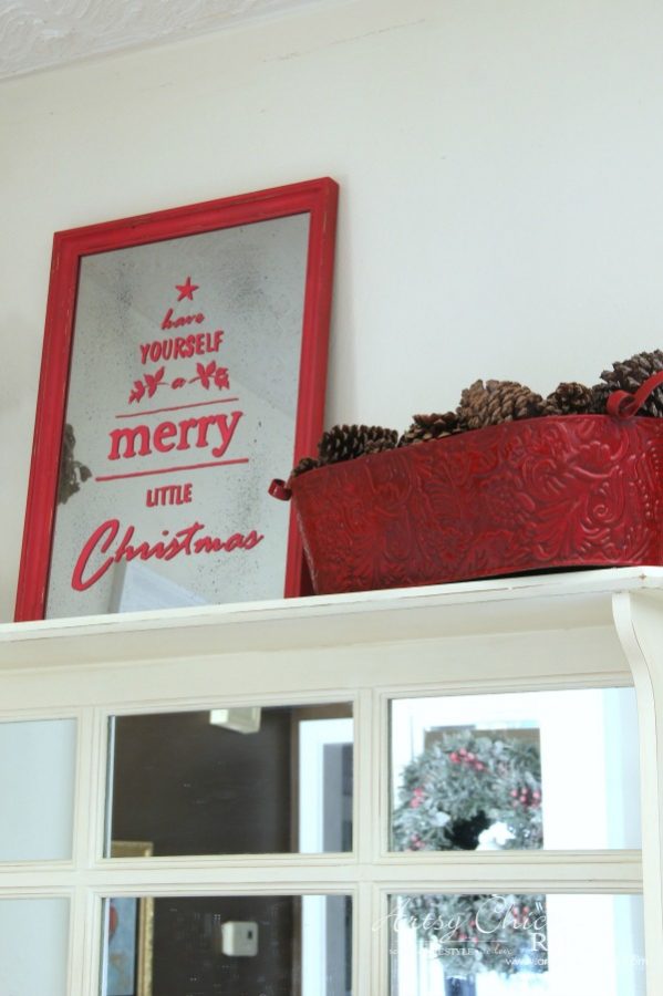 Antique Mirror Tutorial - Pottery Barn Inspired Christmas Sign - Up Close 1 - #howtomakeantiquemirror #antiquemirror #antiquemirrortutorial #merrychristmassign artsychicksrule.com