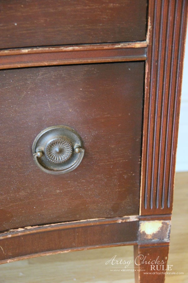 brown stained dresser before