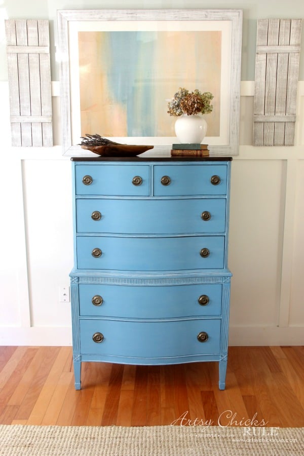 Giverny Chalk Paint Chest Makeover with White Wax - artsychicksrule.com #giverny #chalkpaint #chalkpaintfurniture #furnituremakeover