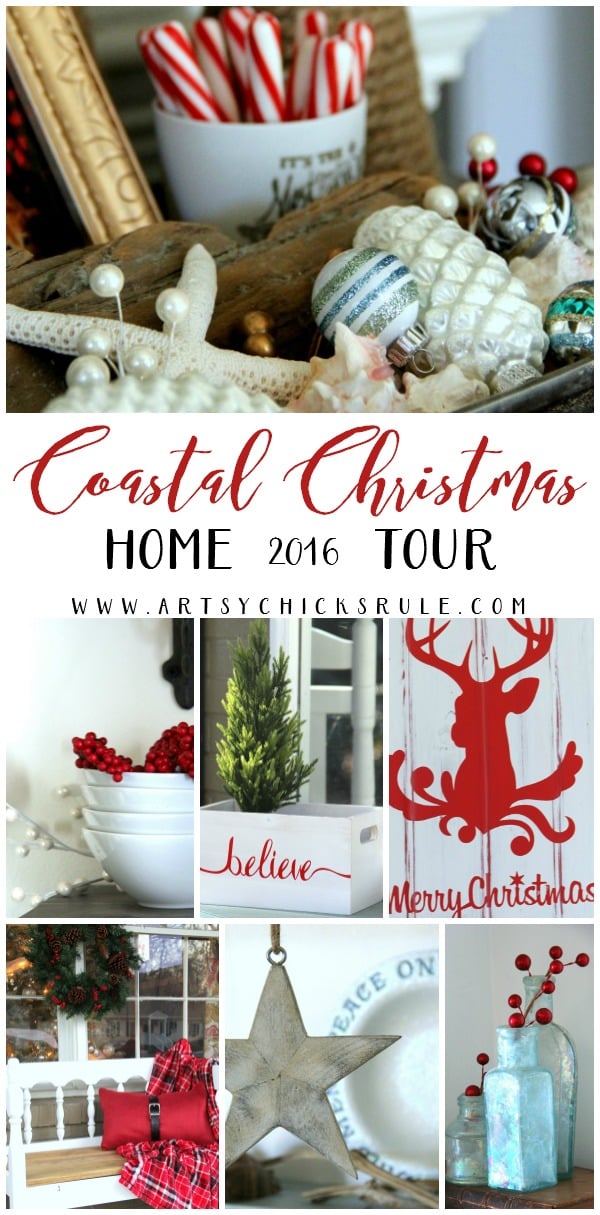 Love a RED and WHITE CHRISTMAS!! Coastal Christmas Home Tour Part 3 artsychicksrule.com