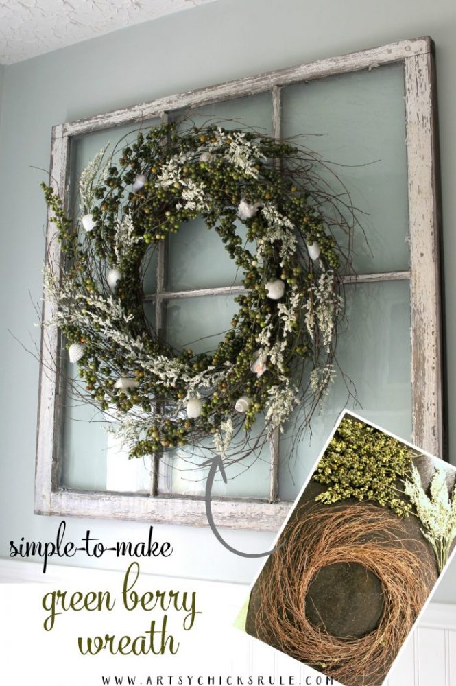 Make your own green berry wreath for cheap! So easy too! PIN for pinterest