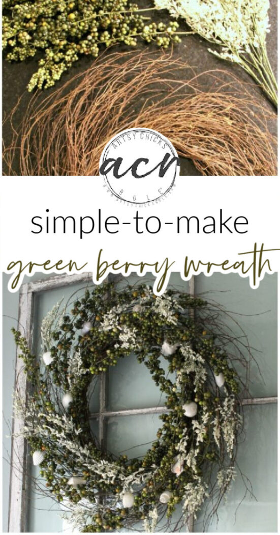 Make your own green berry wreath for cheap! So easy too!